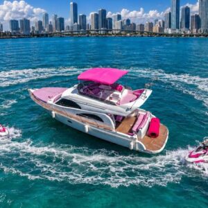 50ft Rodman “Rosé” | Pink Miami Yacht Charter 🍾 Pink Yachts from $1,100