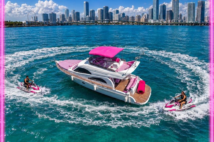 Cheapest yacht rentals in Miami 🎉 Find affordable yacht rentals, budget-friendly party boats & discounted charters with transparent pricing & no hidden fees. 69 Rodman Rose — Miami rose-pink yacht rental