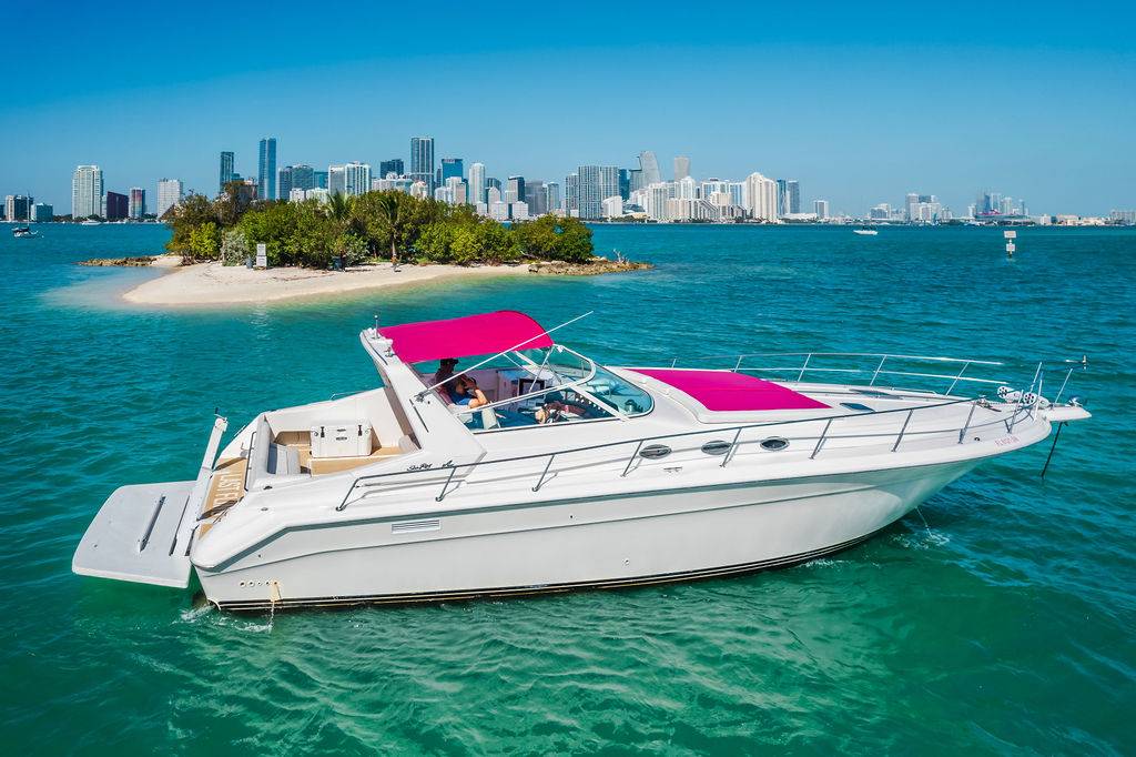 Cheapest yacht rentals in Miami 🎉 Find affordable yacht rentals, budget-friendly party boats & discounted charters with transparent pricing & no hidden fees. 68 50ft Sea Ray Last Fling Miami pink bachelorette yacht