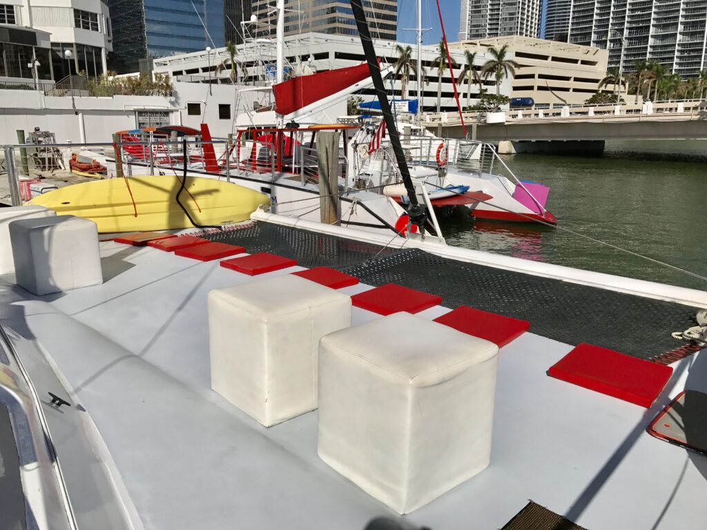 60ft White Cat Catamaran • Large Event Venue for Up to 49 Guests 7 %Miami Yacht Rentals%