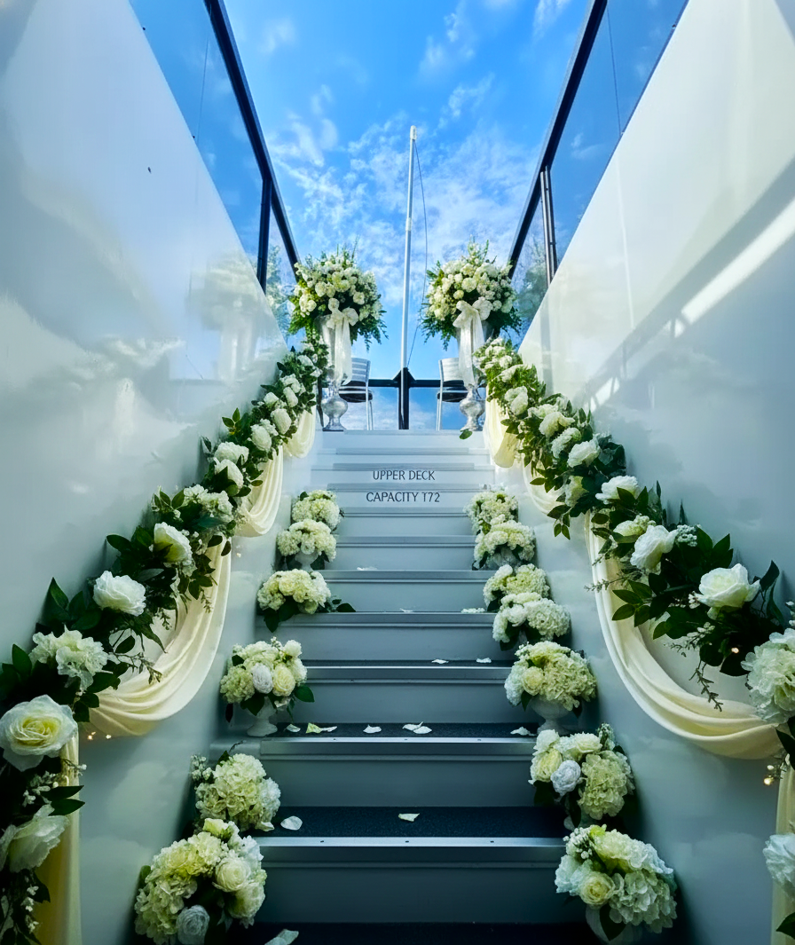 Stairway area on Opus Miami yacht rental