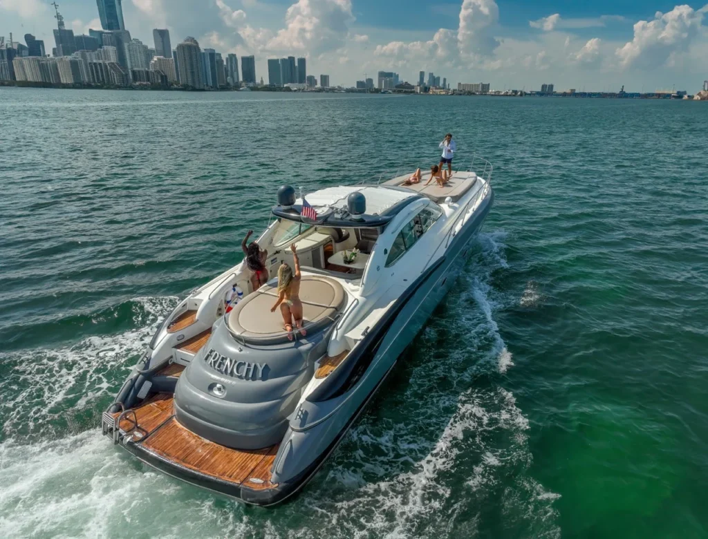 60ft Sunseeker Frenchy Miami yacht charter on the river