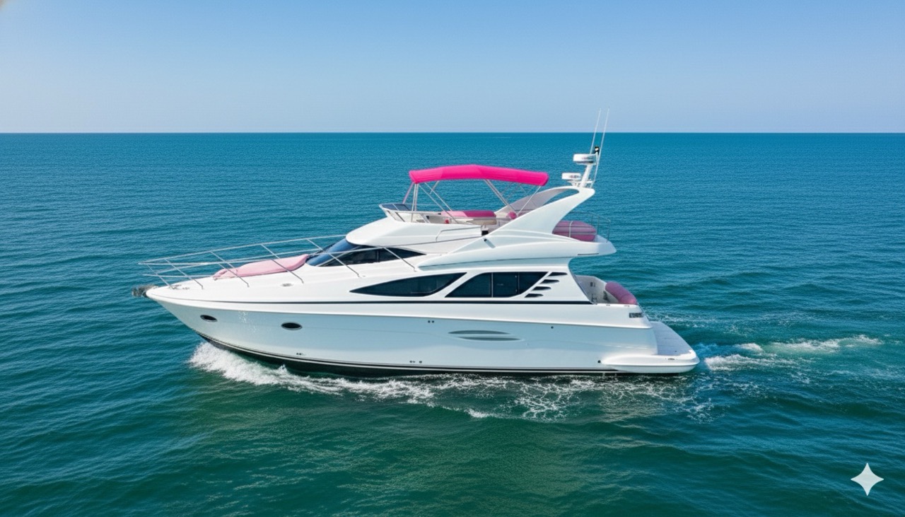 Cheapest yacht rentals in Miami 🎉 Find affordable yacht rentals, budget-friendly party boats & discounted charters with transparent pricing & no hidden fees. 80 50ft Silverton Pink Escape pink yacht rental in Miami