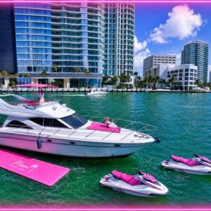 Miami desayuno catering 🍳🥐 Yacht-ready desayuno y brunch menús, pasteles, barras de café y bocados ligeros para charters de la mañana y salidas corporativas. 15 Yate Silverton 50 pies Pink Escape — Regal Marina (Río Miami) • Alquiler de Yates Rosas